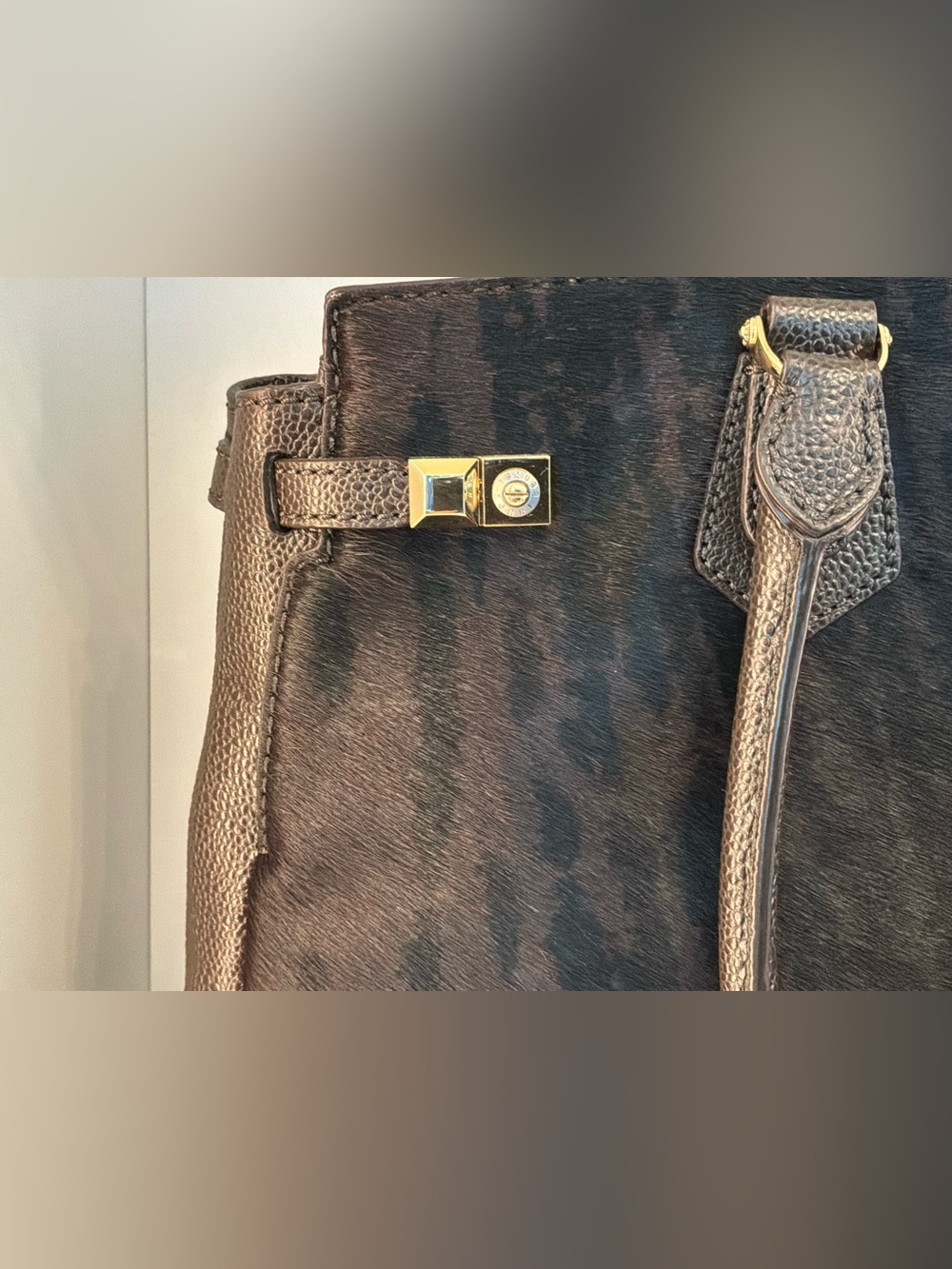 Henri Bendel Rare Black Pony Hair & Leather Satchel / Tote NWOT - Picture 5 of 12